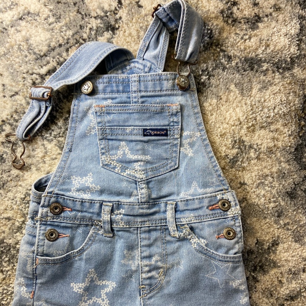 Kids overall shorts light blue with white stars